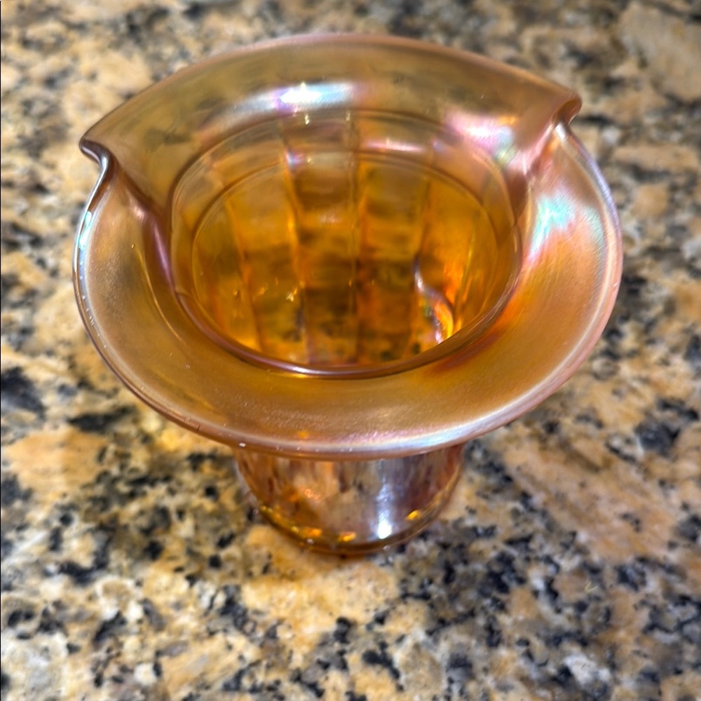 Iridescent Amber Glass Vase
